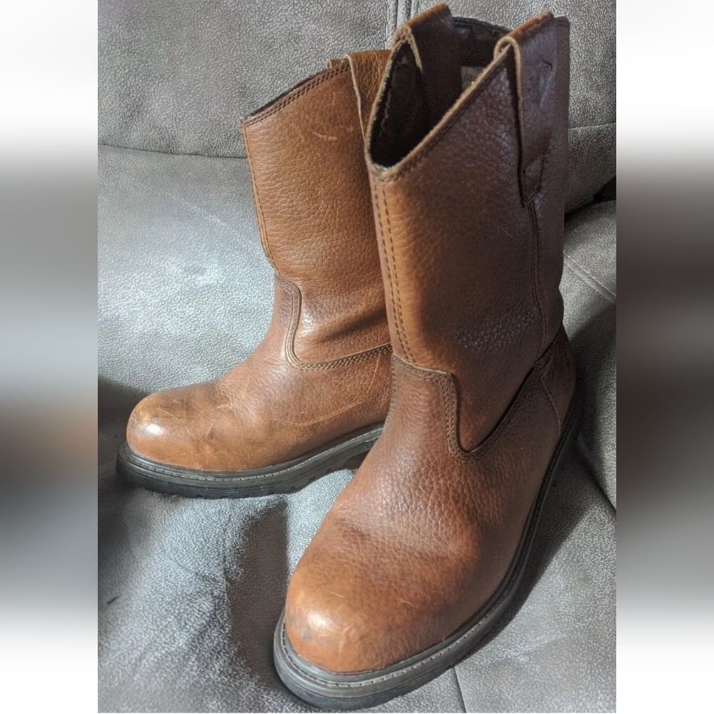 Herman Survivors Mens Size 7.5 Brown Leather Workhorse II Mid Calf Work Boots.